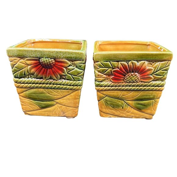 Robinson Ransbottom Pottery Company Vintage "Celestial Sun Moon" Unique Set Of 2 - Picture 9 of 11